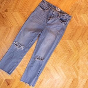 Paige Jeans Womens 30 Atley Ankle Flair Wide Leg Bootcut Flare Mid Wash Distress